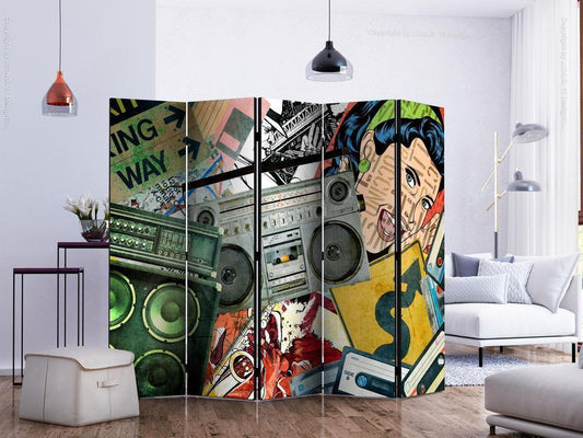 Decorative partition-Room Divider - Graffiti girl II-Folding Screen Wall Panel by ArtfulPrivacy