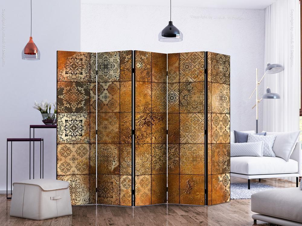 Decorative partition-Room Divider - Old Tiles II-Folding Screen Wall Panel by ArtfulPrivacy