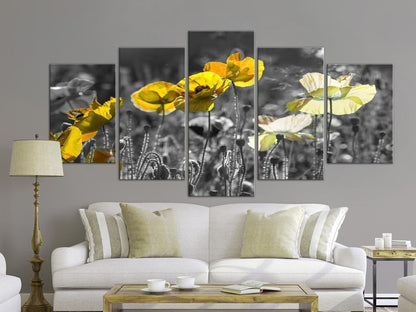 Canvas Print - Yellow Poppies (5 Parts) Wide-ArtfulPrivacy-Wall Art Collection