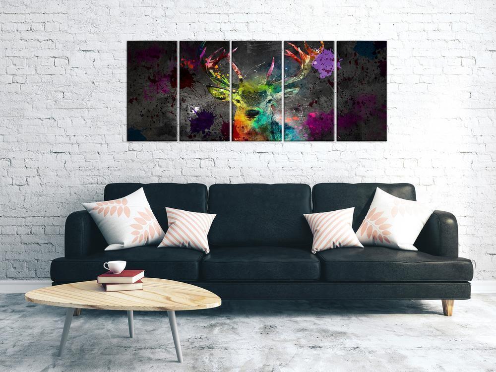 Canvas Print - Rainbow Deer (5 Parts) Narrow-ArtfulPrivacy-Wall Art Collection