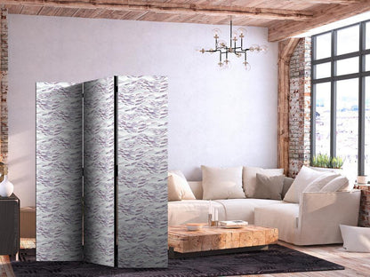 Room Divider - Fish in Subdued Colors - Shoal of Small Fish in Light Purple and Delicate Pink Against Gray Waves