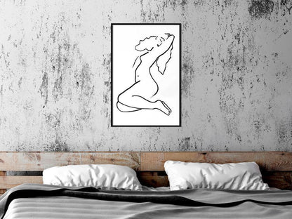 Black and White Framed Poster - Coquettish Pose-artwork for wall with acrylic glass protection