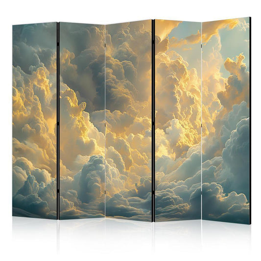 Room Divider - The Last Breath of the Day: Clouds Illuminated by Evening Glow- A 5 Panel Folding Screen For Living rooms, bedrooms or home office, decorative folding screen made with wood and canvas