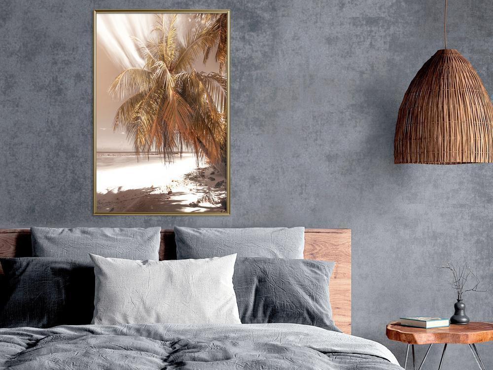 Framed Art - Paradise in Sepia-artwork for wall with acrylic glass protection