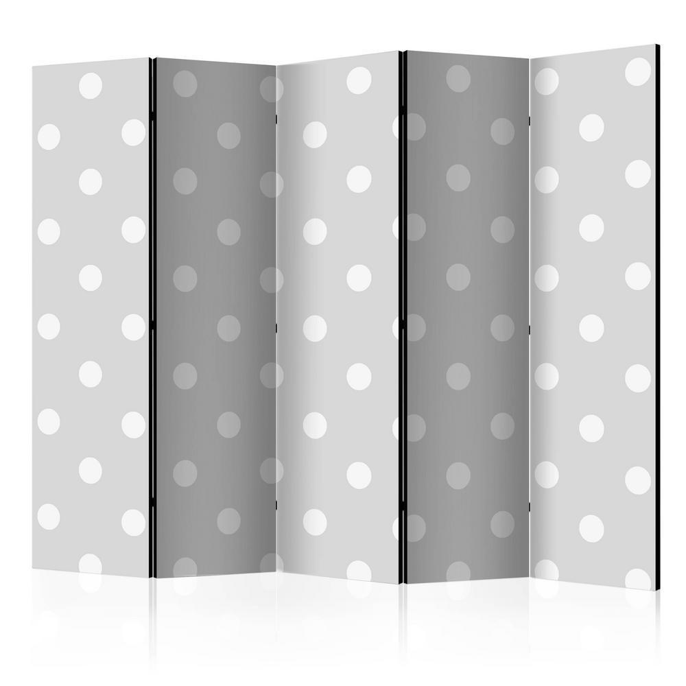 Room Divider - Cheerful polka dots II- A 5 Panel Folding Screen For Living rooms, bedrooms or home office, decorative folding screen made with wood and canvas