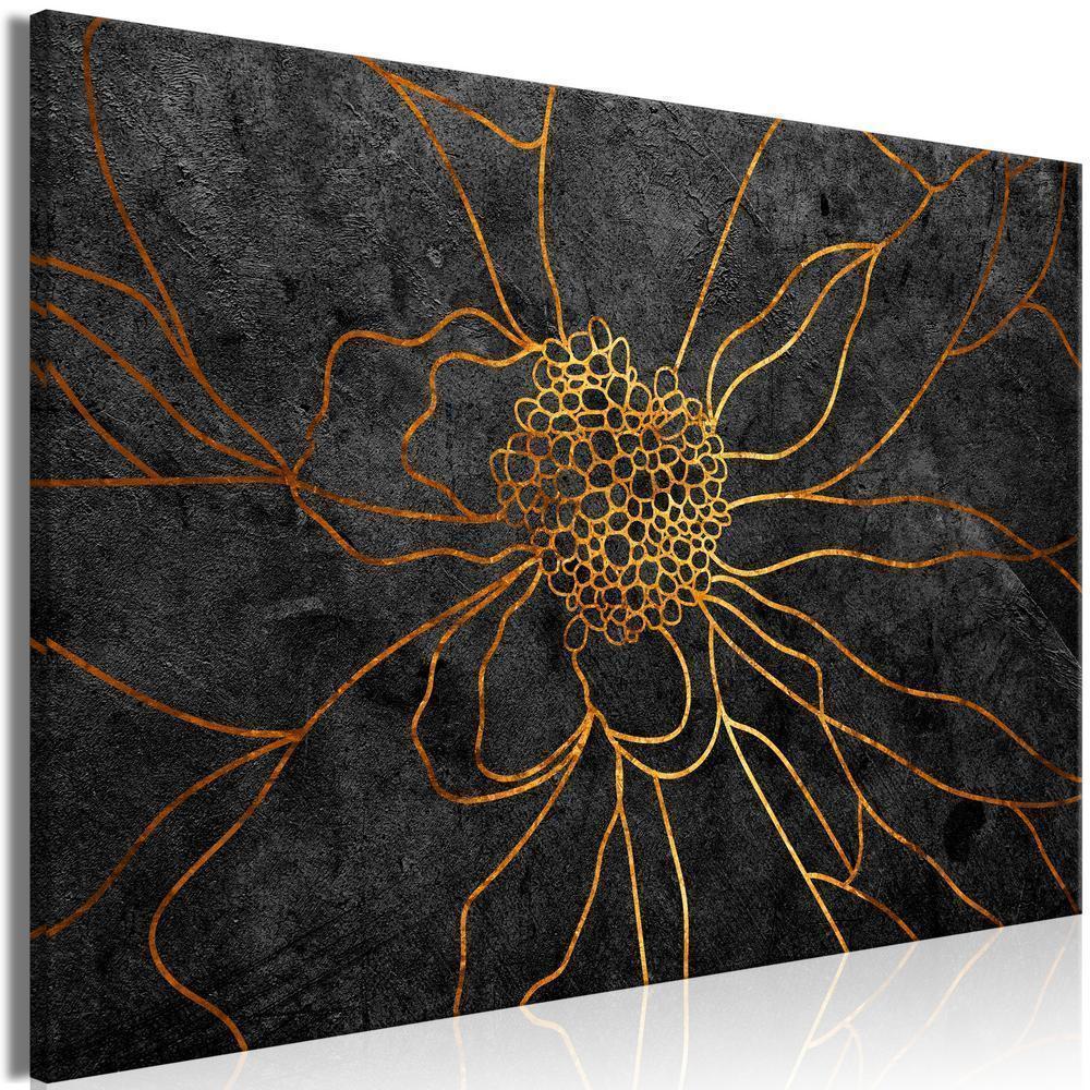 Canvas Print - Flower in Gold (1 Part) Wide-ArtfulPrivacy-Wall Art Collection