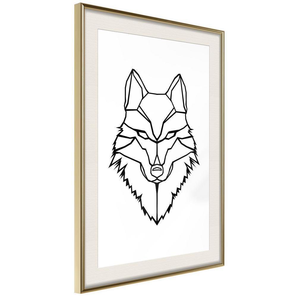 Black and white Wall Frame - Wolf Look-artwork for wall with acrylic glass protection