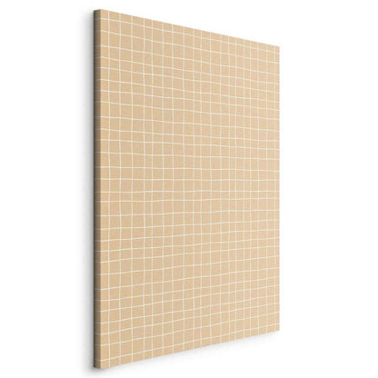 Canvas Print - Waving Lines - Creamy Grid on a Noisy Pastel Background