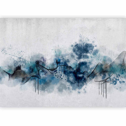 Wall Mural - Abstract wave - minimalist composition with blue pattern