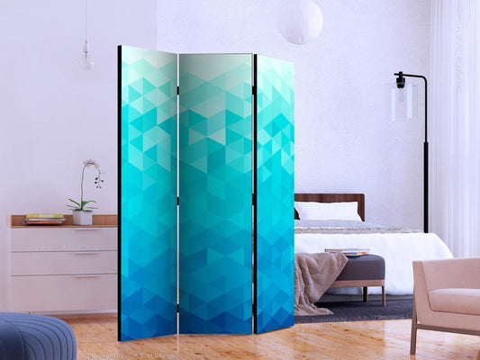Decorative partition-Room Divider - Azure pixel-Folding Screen Wall Panel by ArtfulPrivacy
