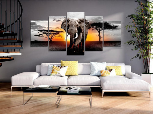 Canvas Print - Elephant at Sunset-ArtfulPrivacy-Wall Art Collection