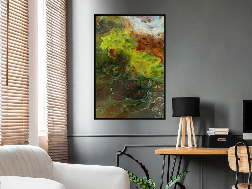Autumn Framed Poster - Turbulent Green-artwork for wall with acrylic glass protection