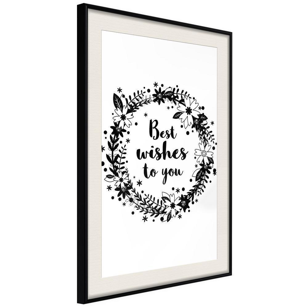 Typography Framed Art Print - Best Wishes-artwork for wall with acrylic glass protection