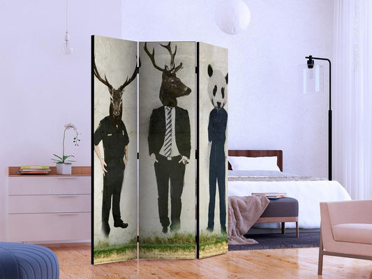 Decorative partition-Room Divider - Man or Animal?-Folding Screen Wall Panel by ArtfulPrivacy