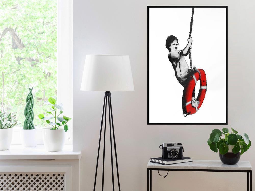 Urban Art Frame - Banksy: Swinger-artwork for wall with acrylic glass protection