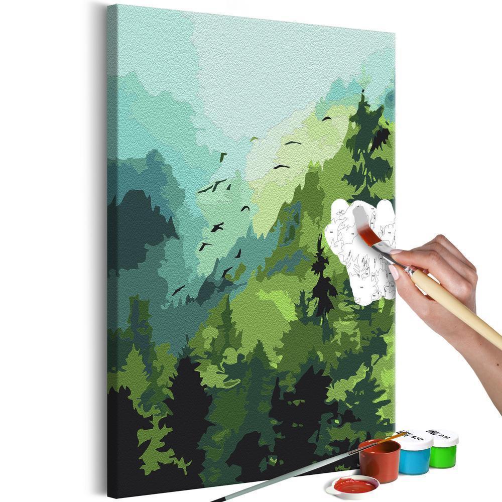 Start learning Painting - Paint By Numbers Kit - Forest and Birds - new hobby
