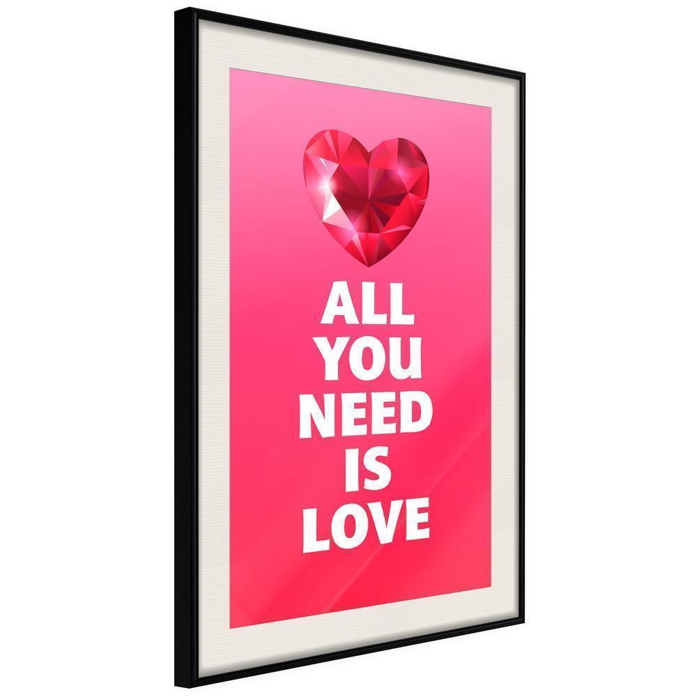 Typography Framed Art Print - Ruby Heart-artwork for wall with acrylic glass protection