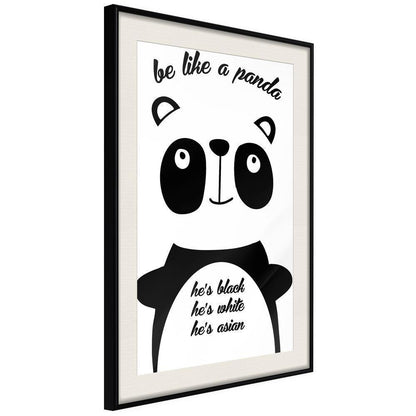 Typography Framed Art Print - Tolerant Panda-artwork for wall with acrylic glass protection