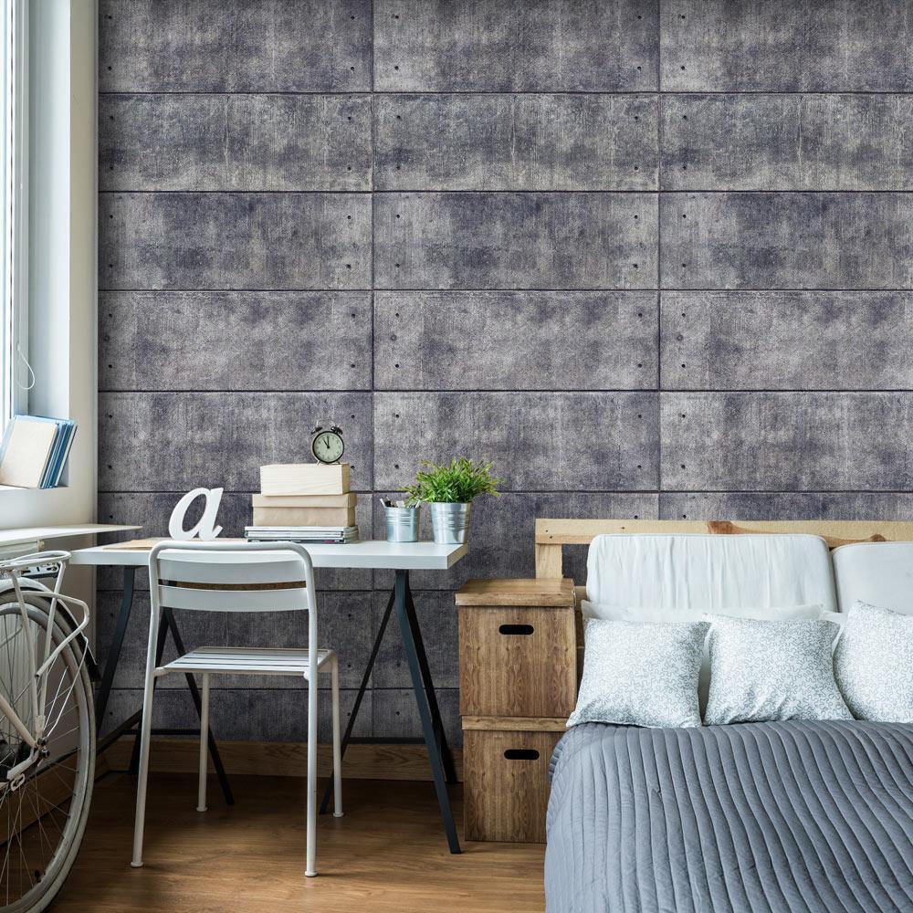Wall Mural - Grey fortress - background with regular rectangles with concrete texture-Wall Murals-ArtfulPrivacy