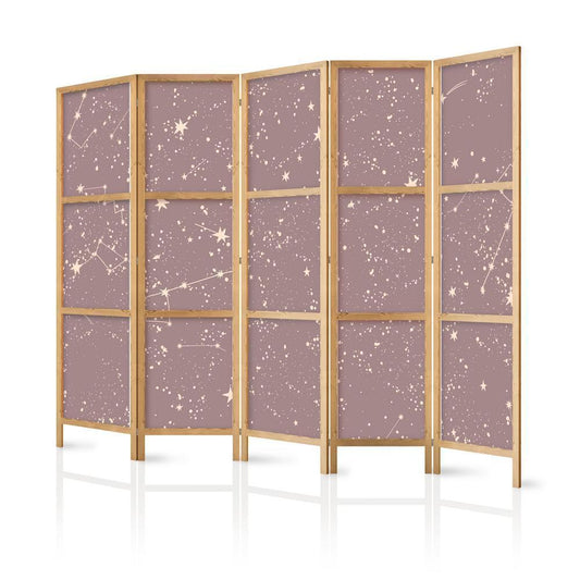 Japanese Room Divider - Night Sky - Artistic Constellations and Stars in Pastel Shades