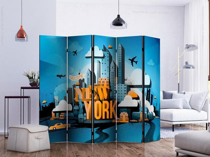 Decorative partition-Room Divider - New York - welcome II-Folding Screen Wall Panel by ArtfulPrivacy