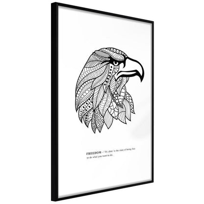 Black and white Wall Frame - Symbol of Freedom-artwork for wall with acrylic glass protection