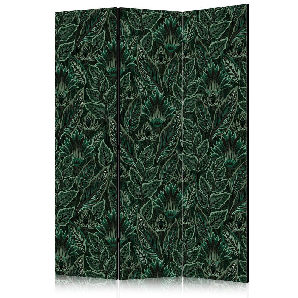 Room Divider - Dense Vegetation - Botanical Patterns in Illustrative Style Green