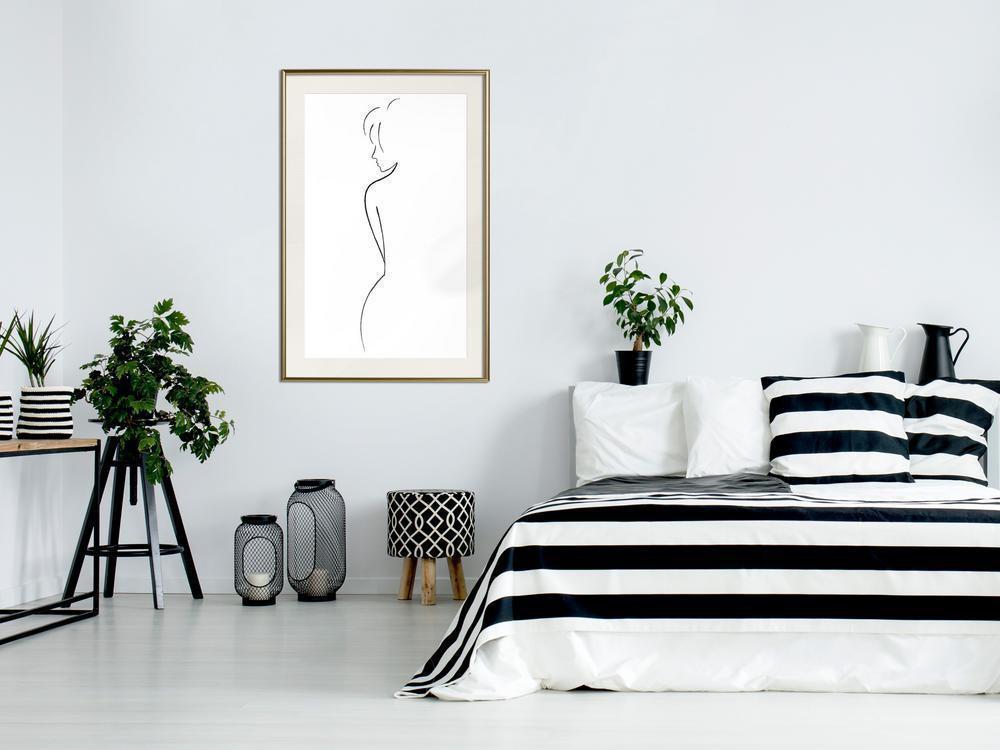 Black and White Framed Poster - Silhouette-artwork for wall with acrylic glass protection