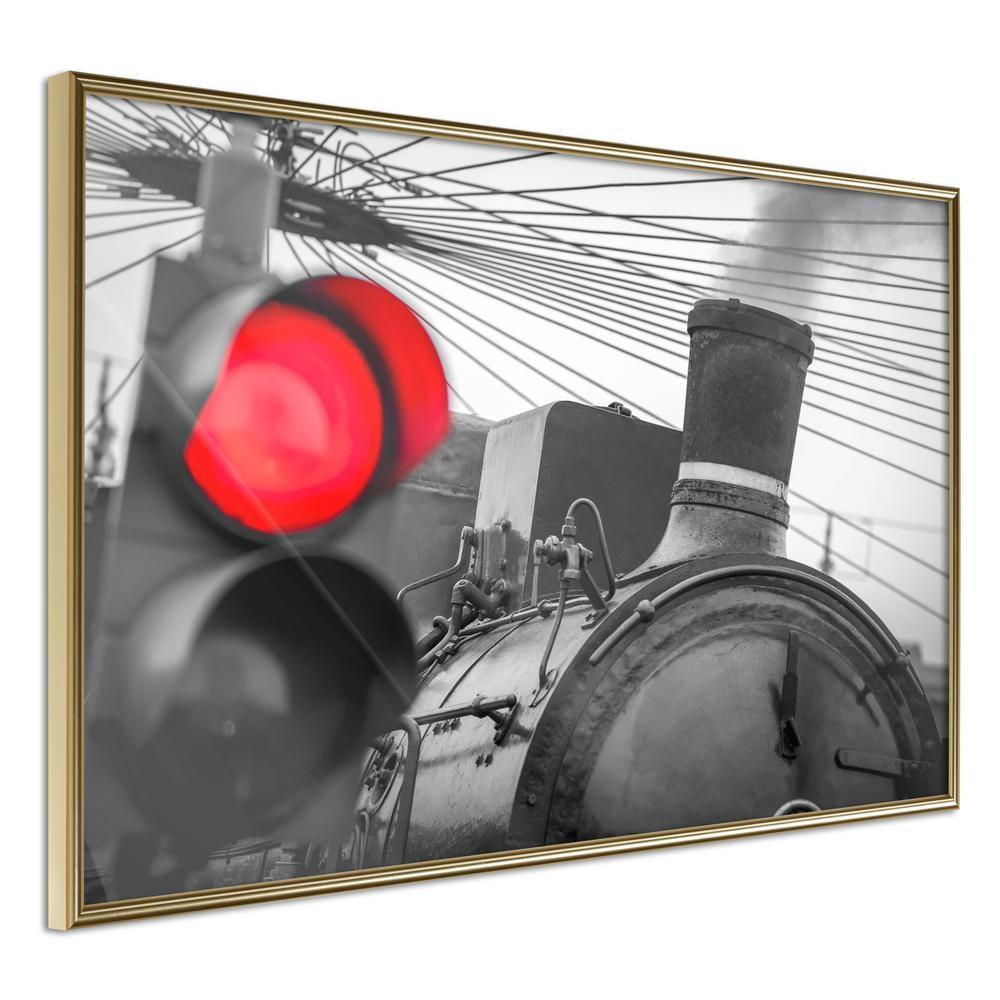 Black and White Framed Poster - Stop!-artwork for wall with acrylic glass protection