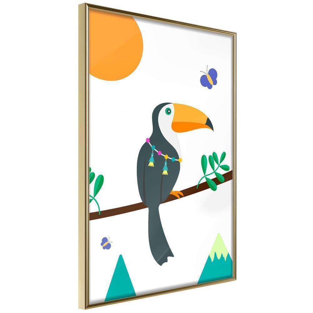 Nursery Room Wall Frame - Fairy-Tale Toucan-artwork for wall with acrylic glass protection