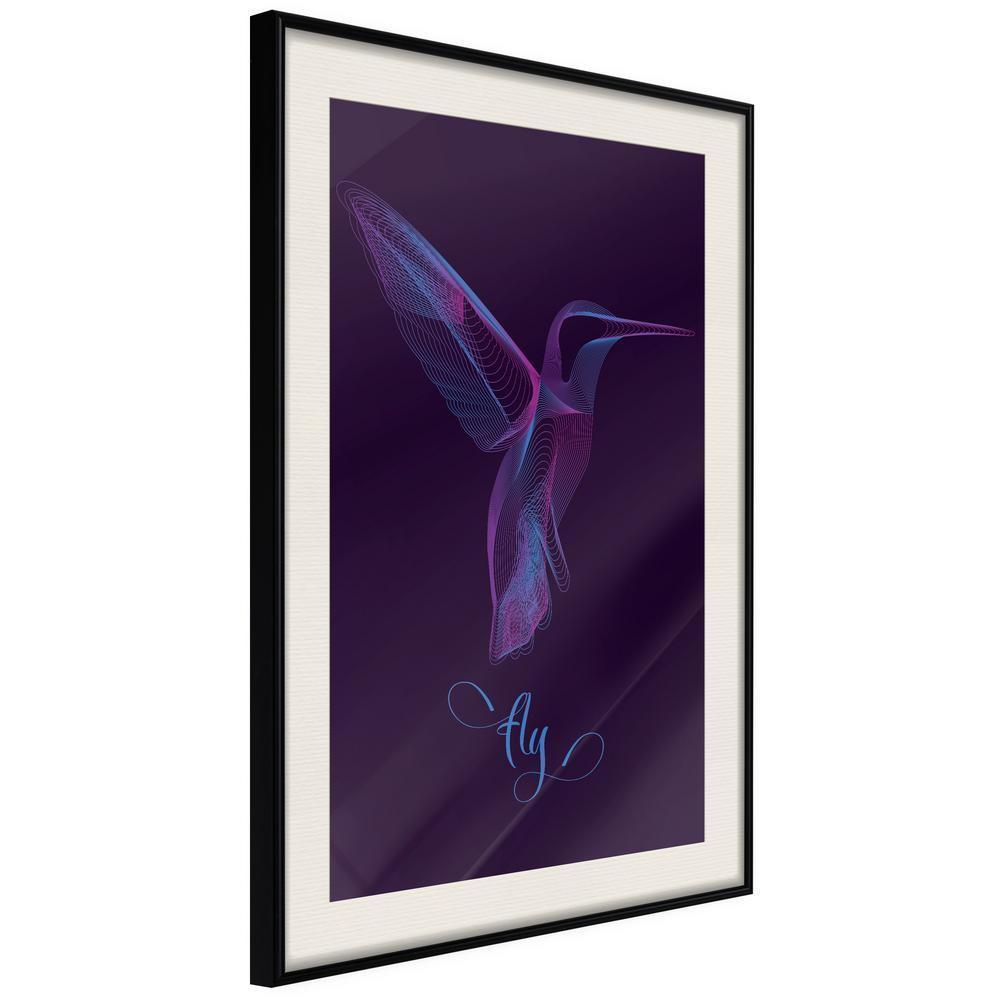 Frame Wall Art - Fluorescent Hummingbird-artwork for wall with acrylic glass protection