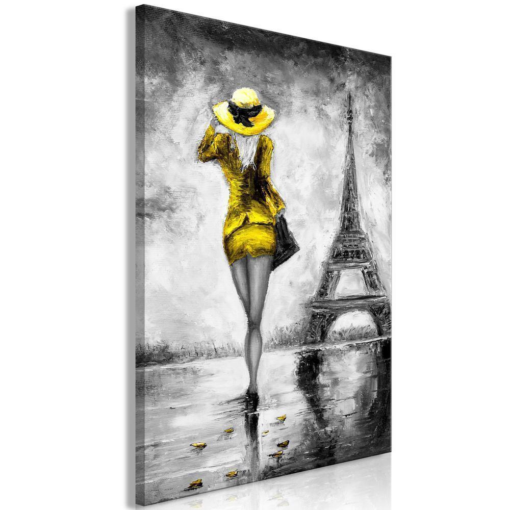 Canvas Print - Parisian Woman (1 Part) Vertical Yellow-ArtfulPrivacy-Wall Art Collection