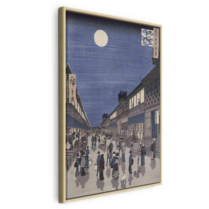 Impression sur toile - Vue nocturne de la rue Saruwaka depuis « Meisho Edo Hyakkei » (Cent vues d'Edo) (Utagawa Hiroshige)