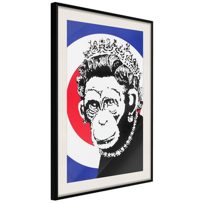 Urban Art Frame - Banksy: Monkey Queen-artwork for wall with acrylic glass protection