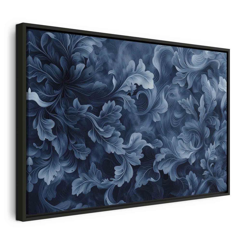 Canvas Print - Abstract Ornaments Dark Blue Victorian Leaves