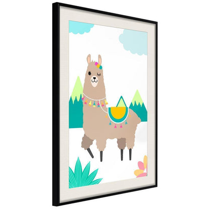 Nursery Room Wall Frame - Playful Llama-artwork for wall with acrylic glass protection