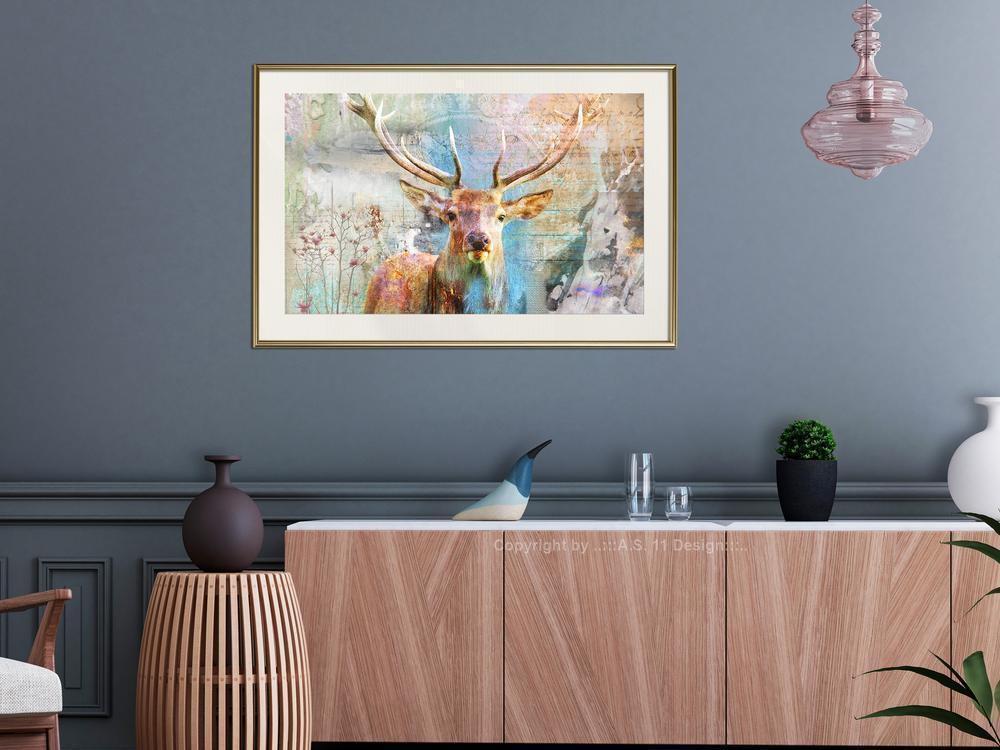Frame Wall Art - Pastel Deer-artwork for wall with acrylic glass protection