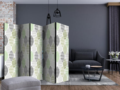 Room Divider - Green Tears II- A 5 Panel Folding Screen For Living rooms, bedrooms or home office, decorative folding screen made with wood and canvas