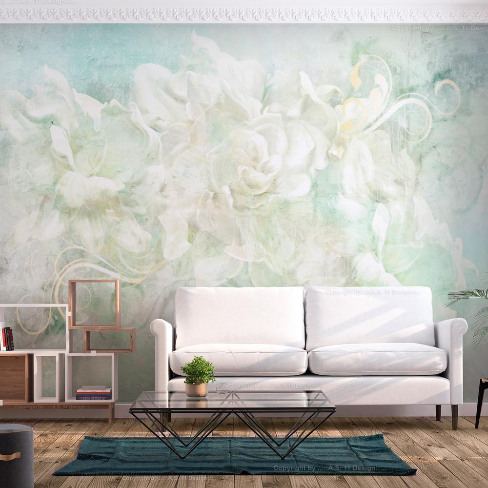 Wall Mural - Blossoming among pastels - abstract with floral motif and patterns-Wall Murals-ArtfulPrivacy