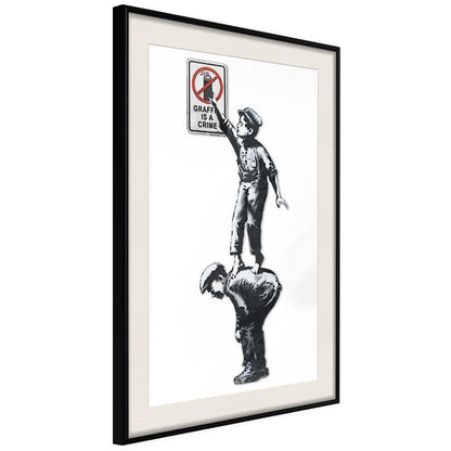Urban Art Frame - Banksy: Graffiti Is a Crime-artwork for wall with acrylic glass protection