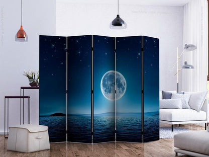 Decorative partition-Room Divider - Moonlit night II-Folding Screen Wall Panel by ArtfulPrivacy