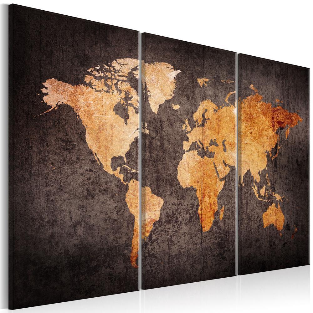 Canvas Print - Chestnut World Map-ArtfulPrivacy-Wall Art Collection