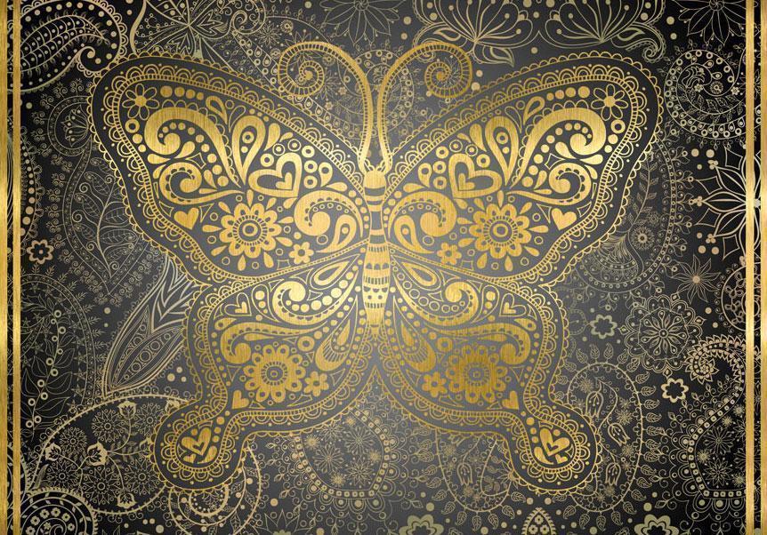 Wall Mural - Golden Butterfly-Wall Murals-ArtfulPrivacy