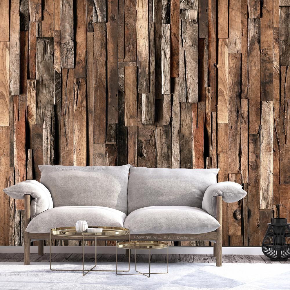 Wall Mural - Wooden Curtain (Brown)-Wall Murals-ArtfulPrivacy