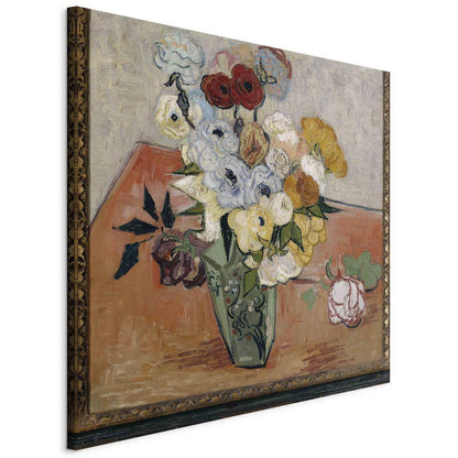 Canvas Print - Stilllife with Japanese vase, roses and anemones (Vincent Van Gogh)