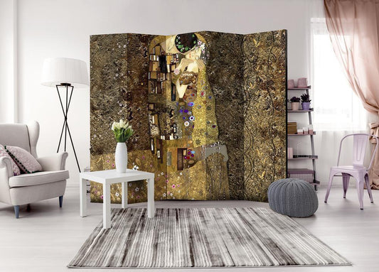 Decorative partition-Room Divider - Golden Kiss II-Folding Screen Wall Panel by ArtfulPrivacy