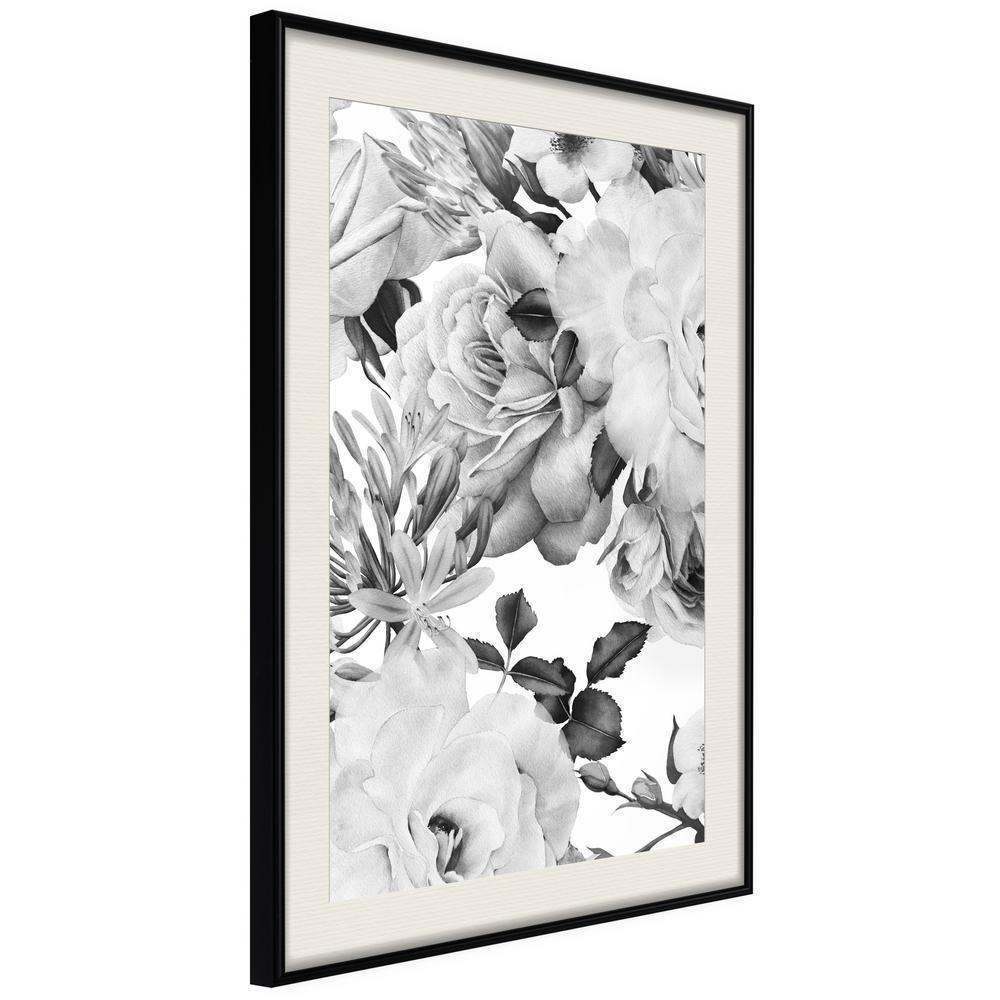 Botanical Wall Art - Black and White Nature-artwork for wall with acrylic glass protection