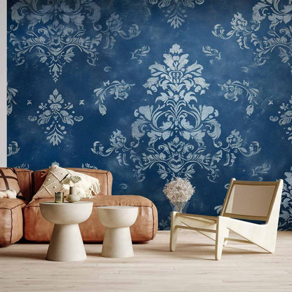 Wall Mural - Retro Ornament Decorative Motif in Worn Blues