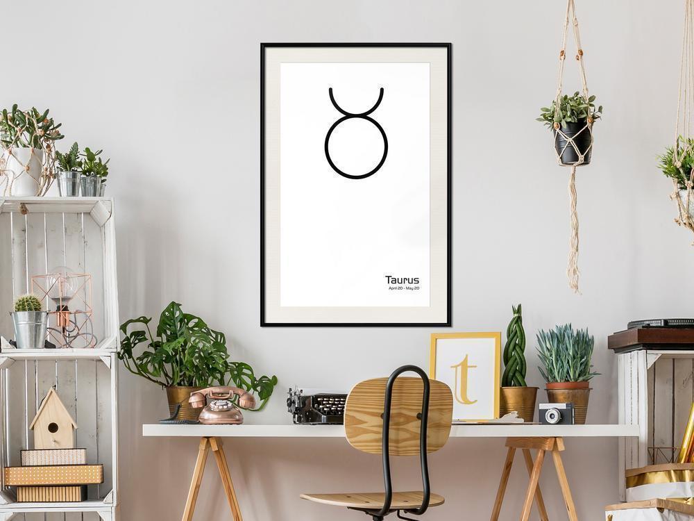 Typography Framed Art Print - Zodiac: Taurus II-artwork for wall with acrylic glass protection