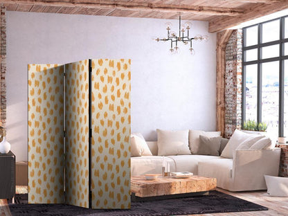 Room Divider - Drawn Pattern in Spots and Dots in Shades of Orange and Ecru